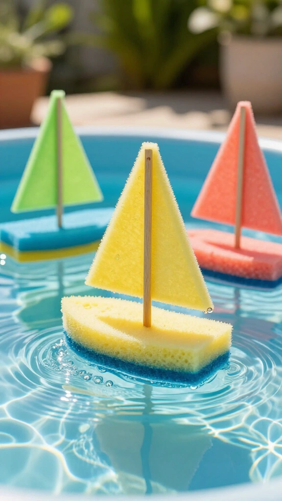 DIY Floating Sponge Sailboats
