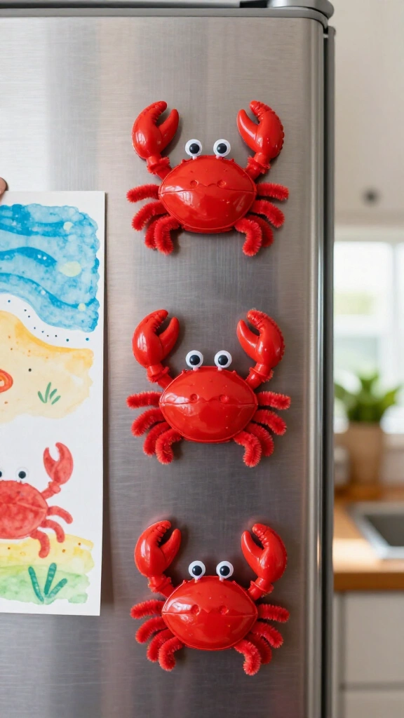 Plastic Bottle Cap Crab Magnets