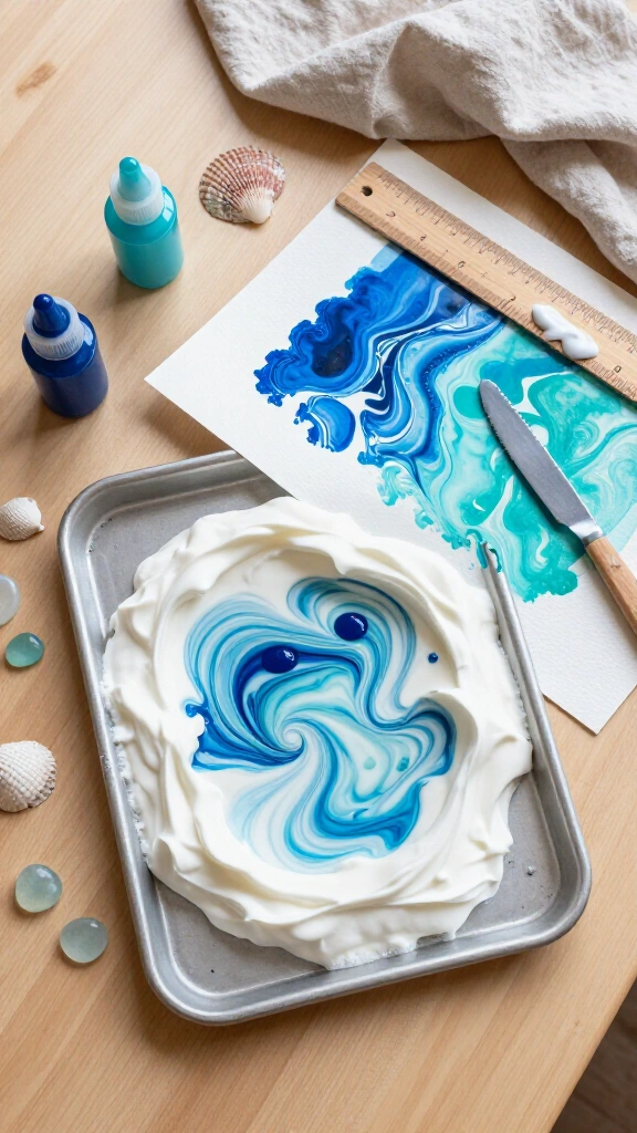 Marbled Shaving Cream Ocean Art