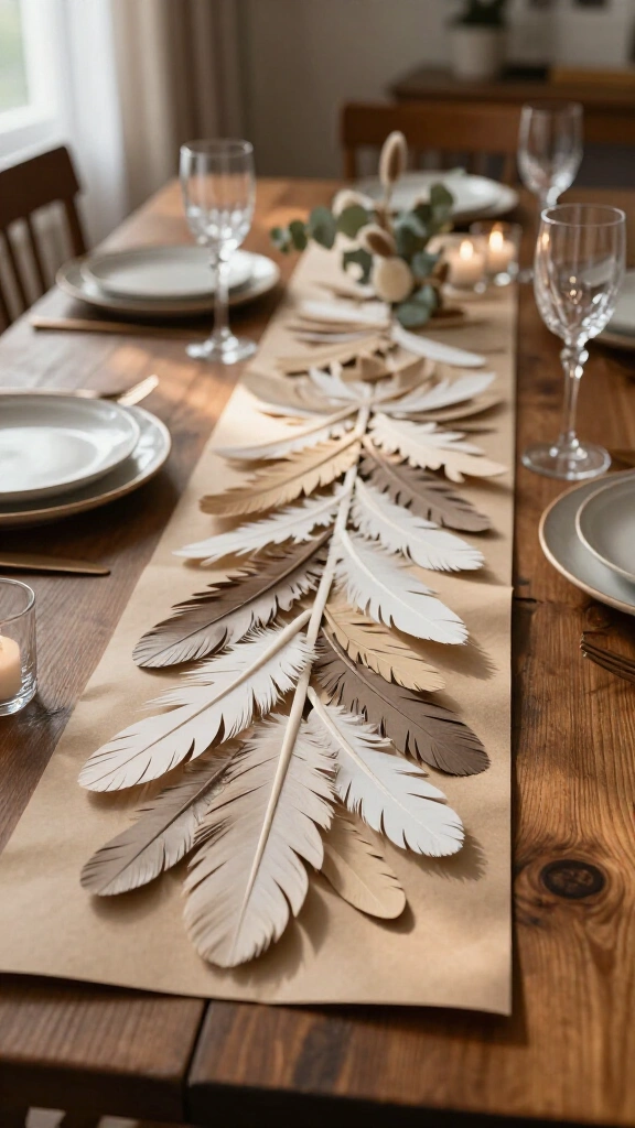 Paper Feather Table Runner