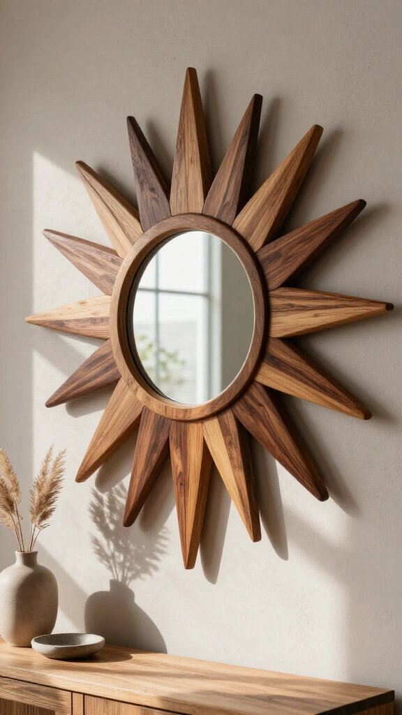 Wood shim starburst mirror