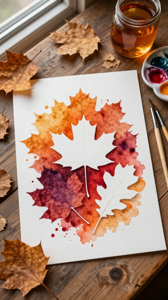 Watercolor Bleed Leaf Silhouettes