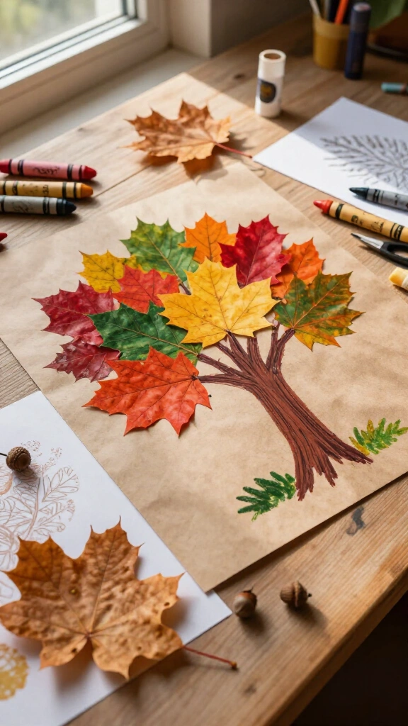 Textured Leaf Rubbing Collage
