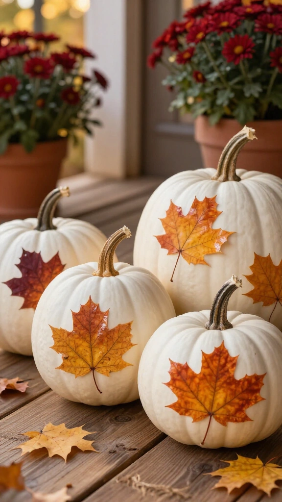 Decoupage Leaf Pumpkins