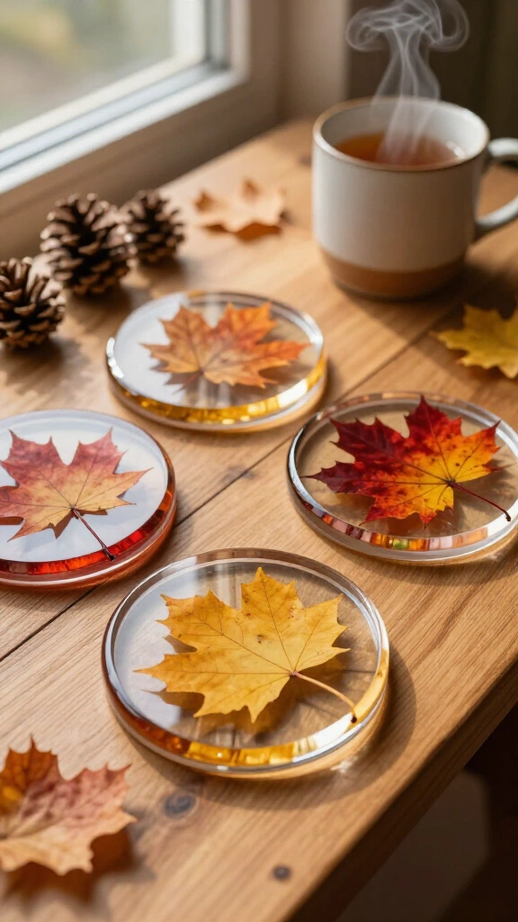 Floating Leaf Resin Coasters