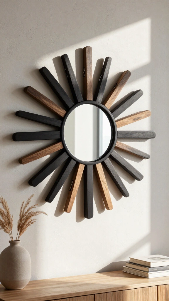 Clothespin sunburst accent mirror