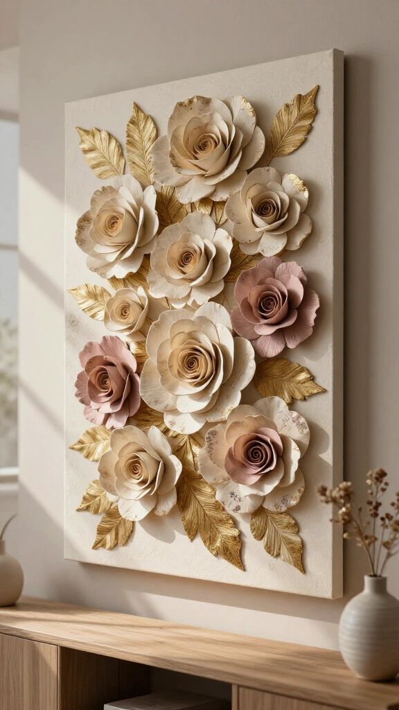 3D newspaper rose canvas