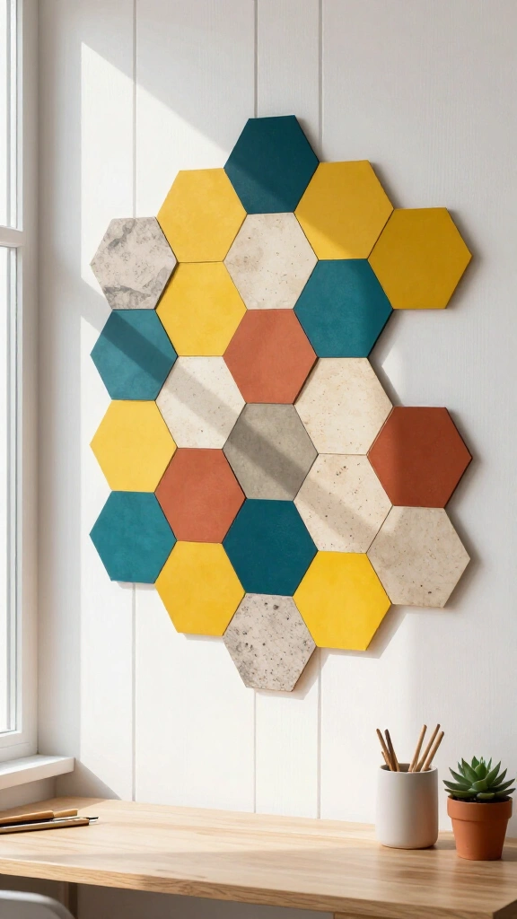 Geometric newspaper hexagon collage