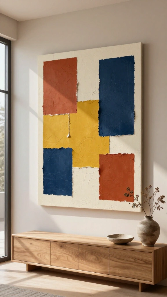 Abstract torn paper colorblock canvas