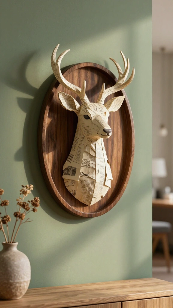 3D paper mache animal bust