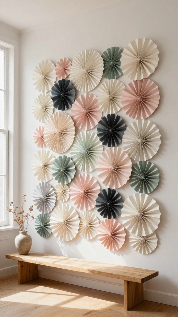 Folded accordion rosette wall backdrop