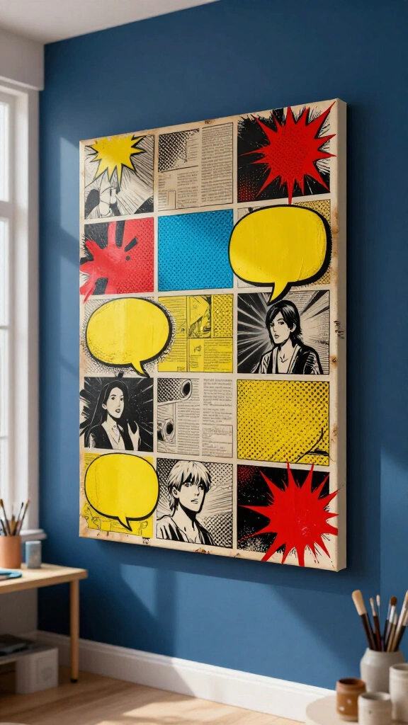 Newspaper pop art comic canvas