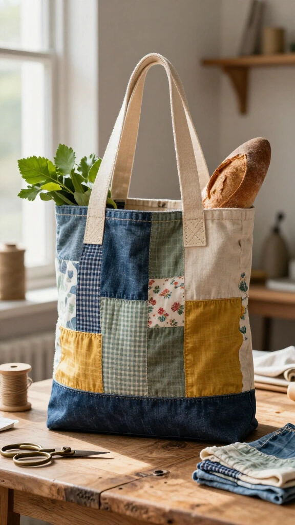 Patchwork Canvas Market Tote