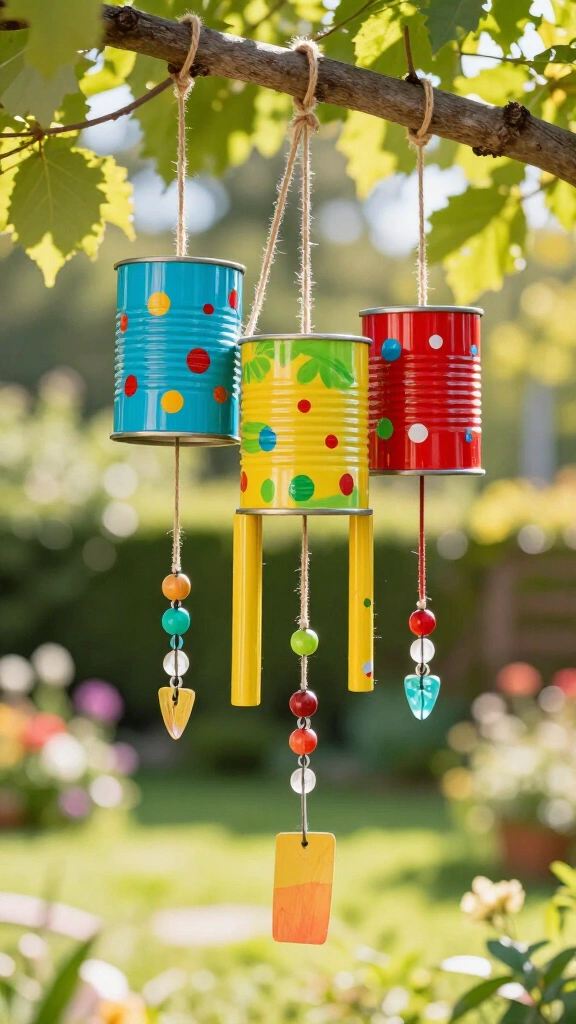 Colorful Tin Can Wind Chimes