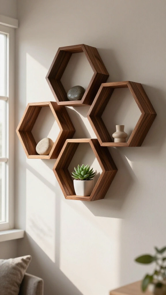 Geometric Hexagon Wall Shelves