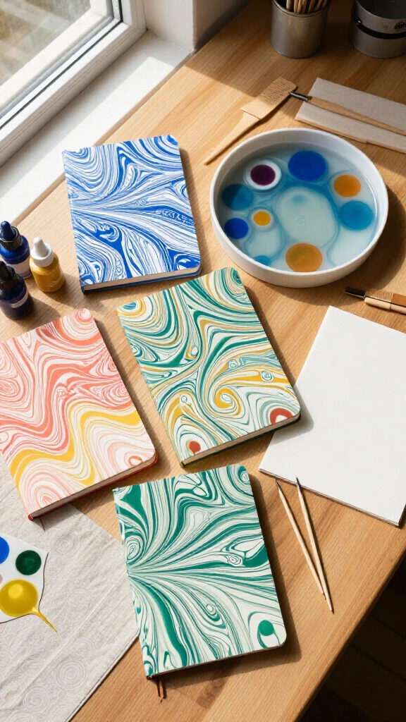 Custom Marbled Paper Notebooks