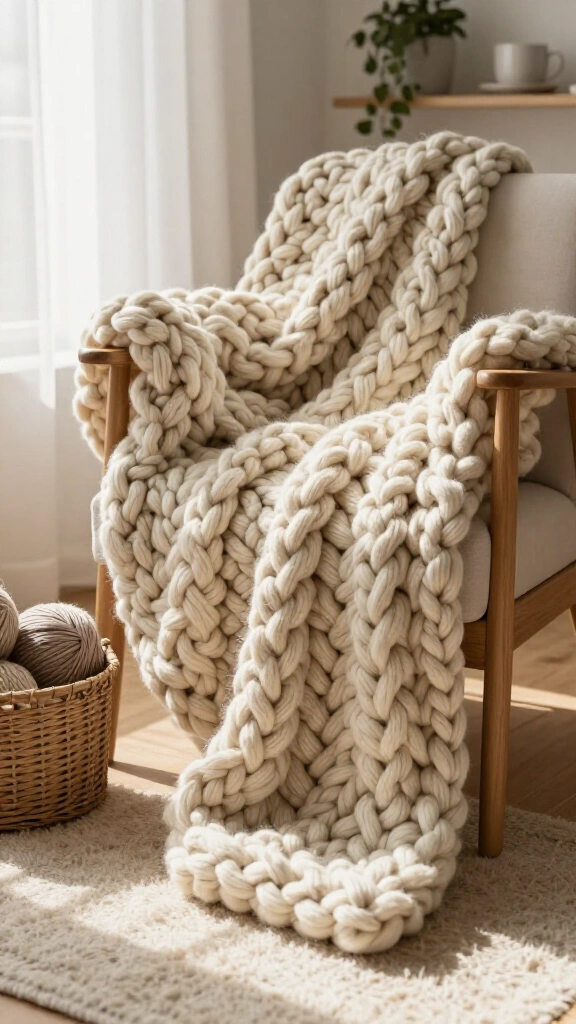Chunky Arm-Knit Throw Blanket