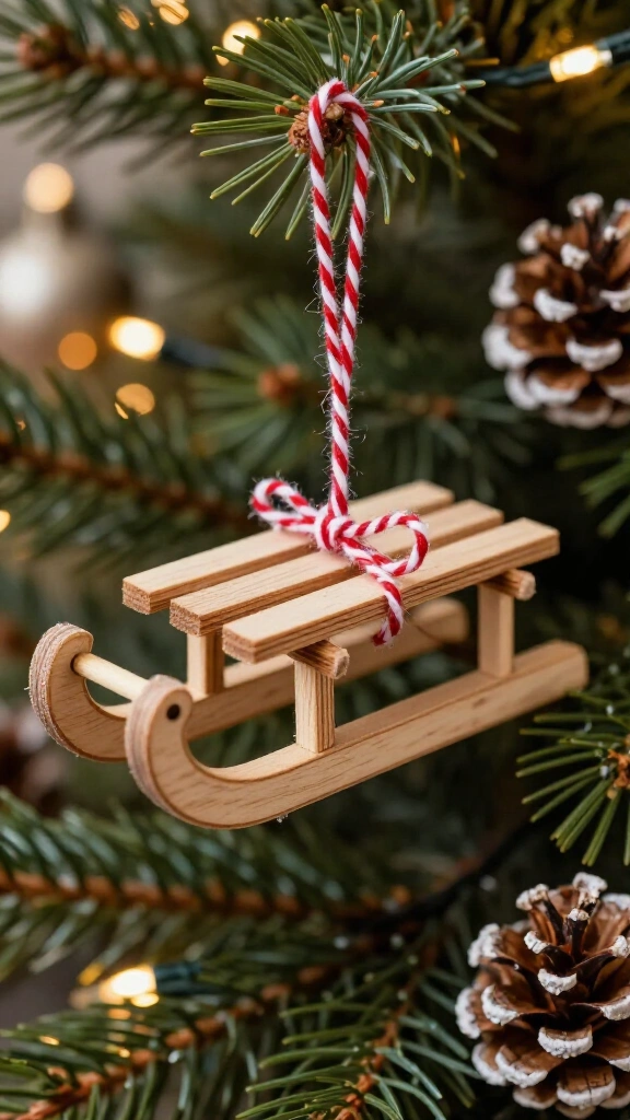 Miniature Sled Christmas Ornaments