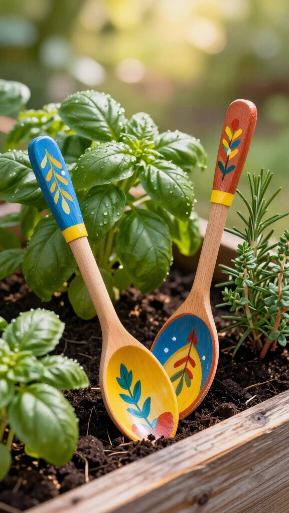 Painted Wooden Spoon Plant Markers