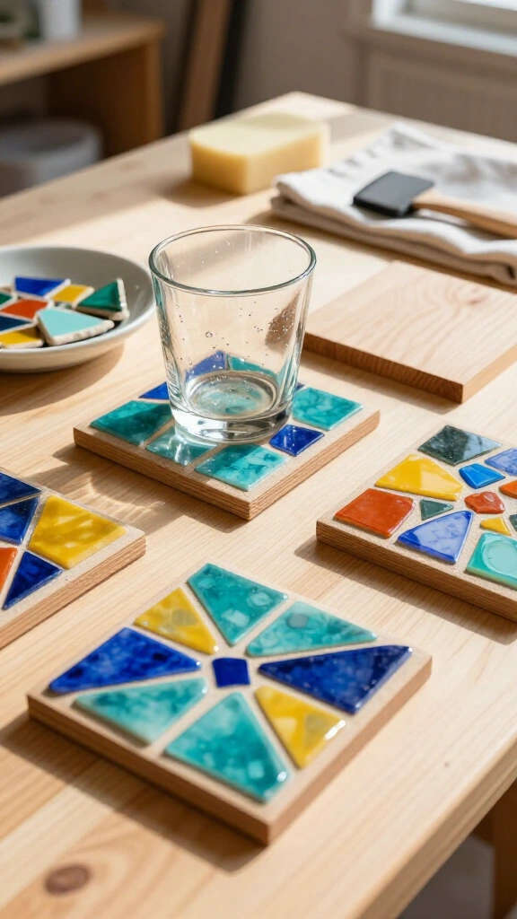 Colorful Mosaic Tile Drink Coasters