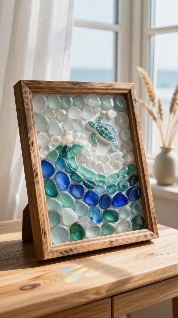 Framed Sea Glass Mosaic Art