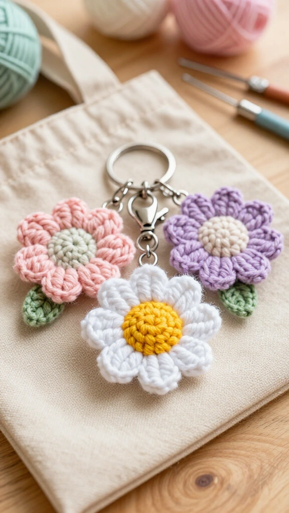 Daisy Flower Keychains