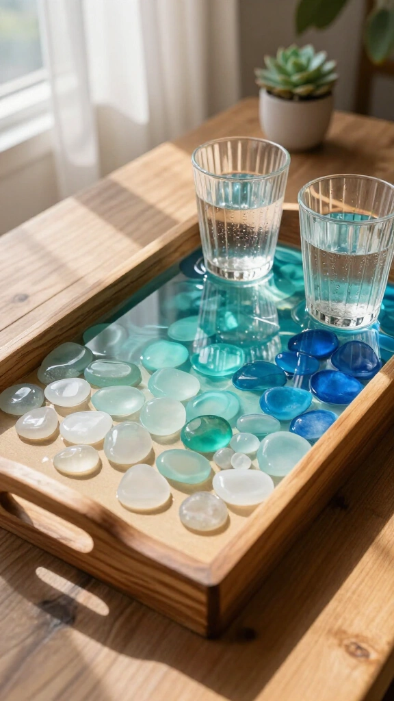 Resin & Sea Glass Serving Tray