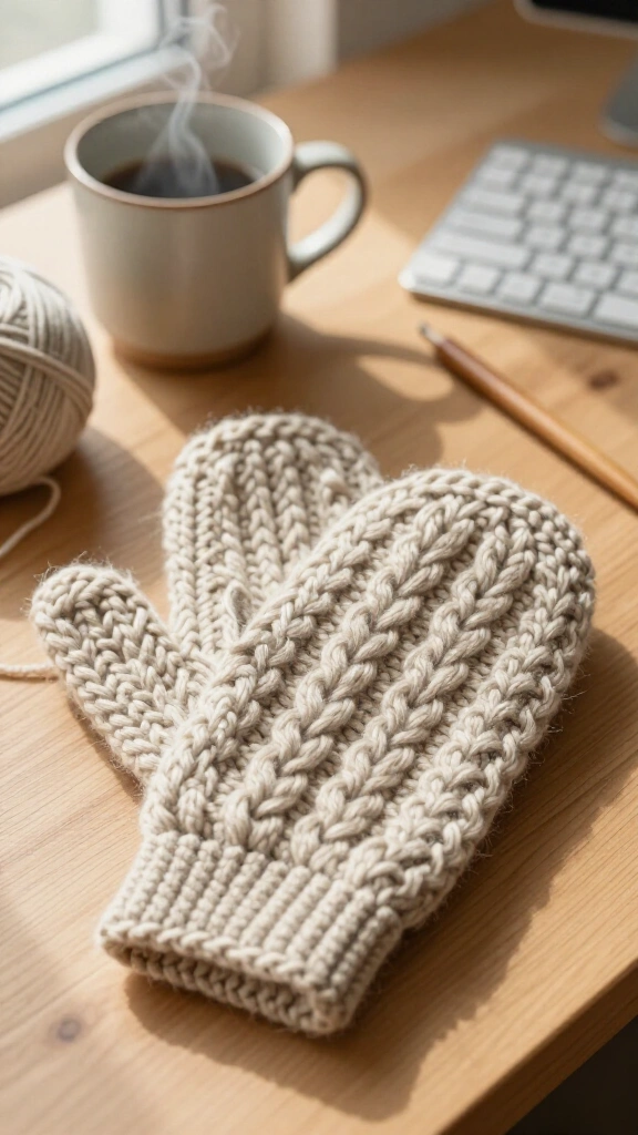 Cable Stitch Fingerless Mitts