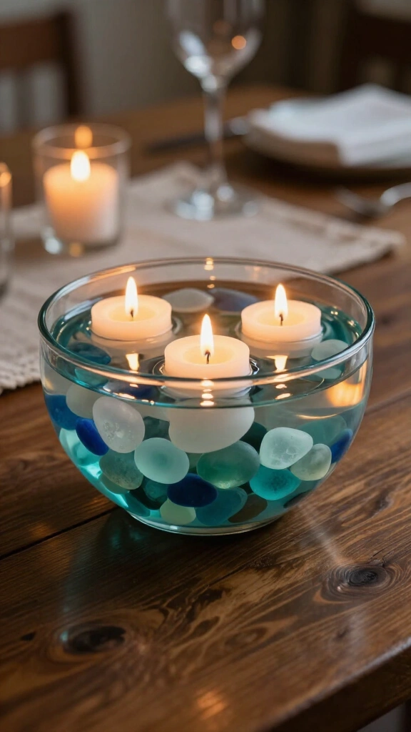 Sea Glass Floating Candle Bowls