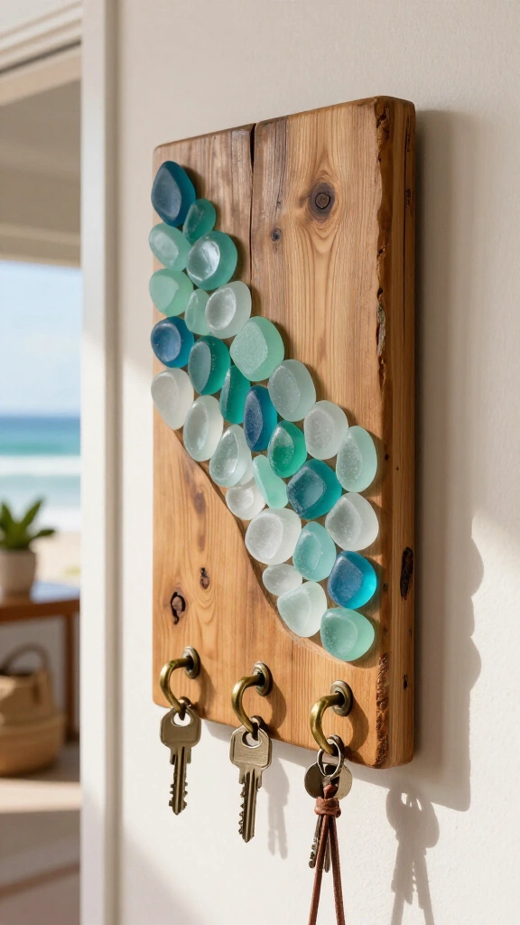 Sea Glass Key Holder Rack