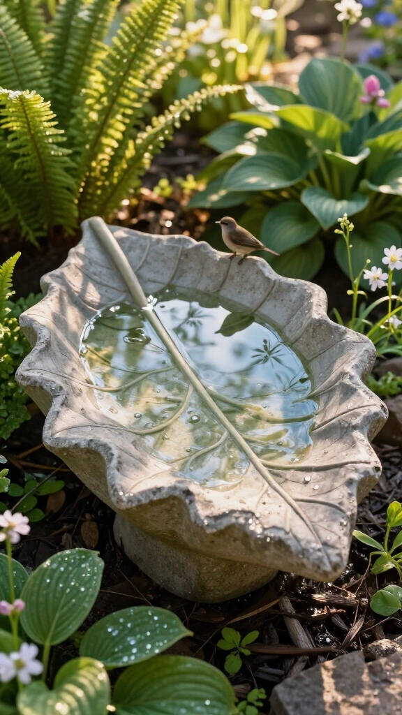 DIY Concrete Leaf Birdbath