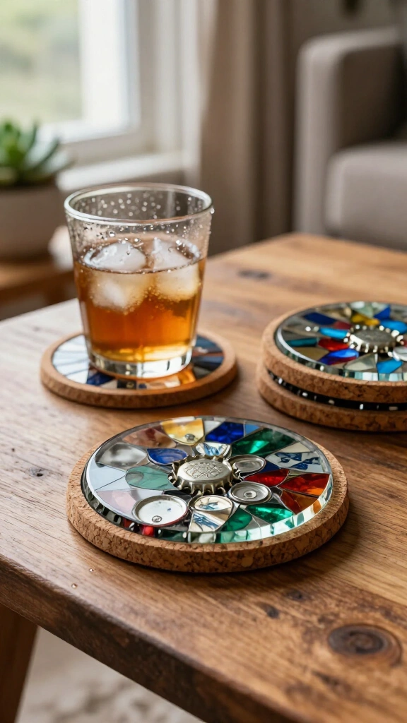 Bottle Cap Mosaic Coasters