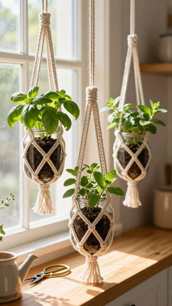 Hanging Macrame Herb Garden
