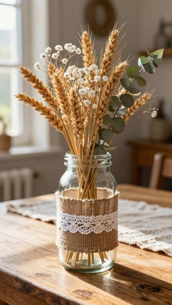 Rustic Burlap &amp; Lace Vases
