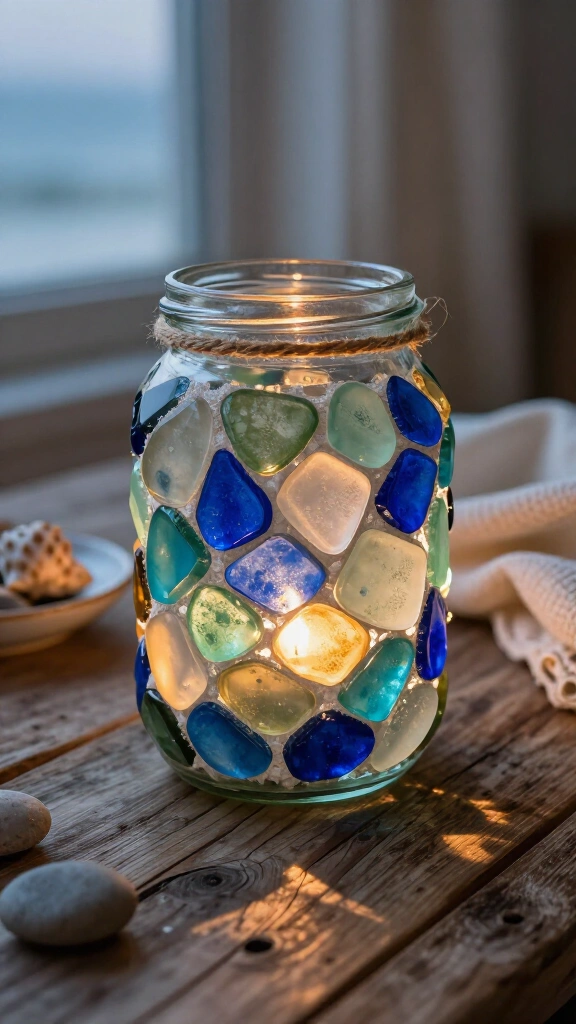 Sea Glass Mosaic Lantern