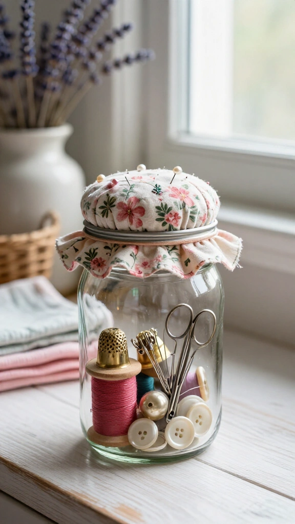 Sewing Kit with Pin Cushion Lid