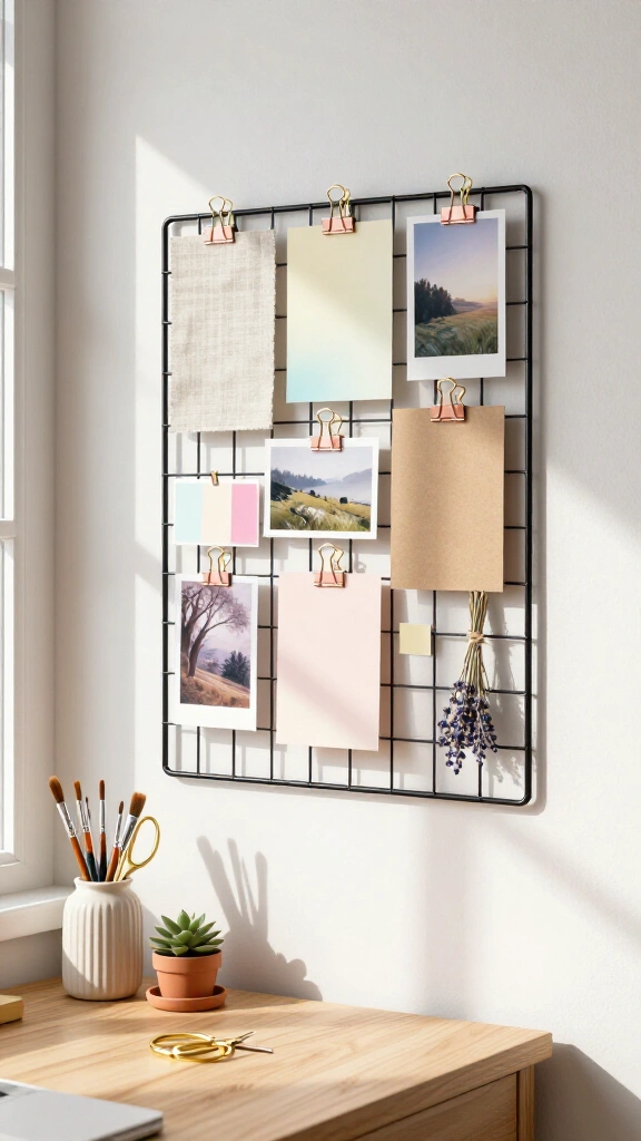 Wire grid mood board and memo display