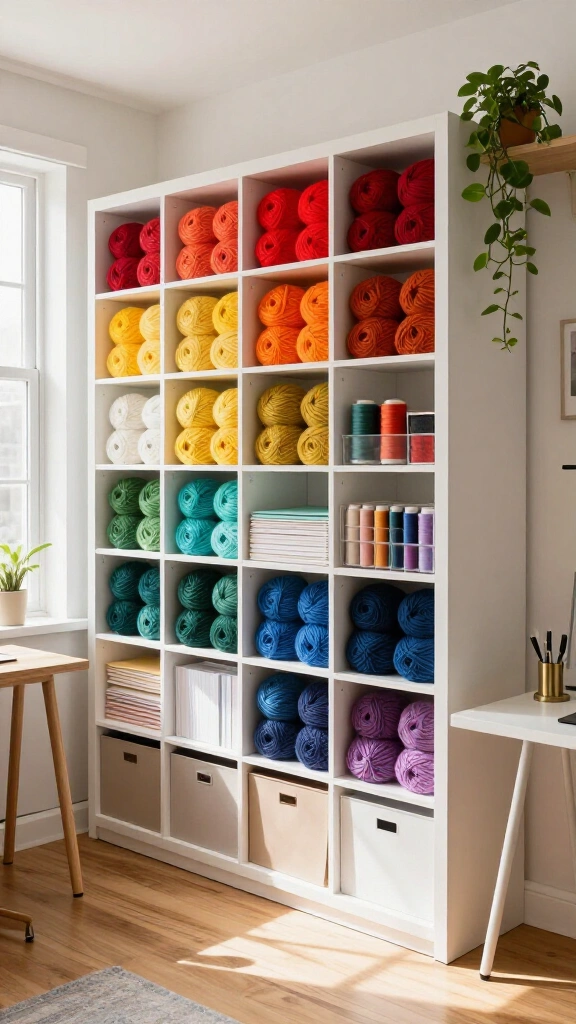 Color-coded bookcase library