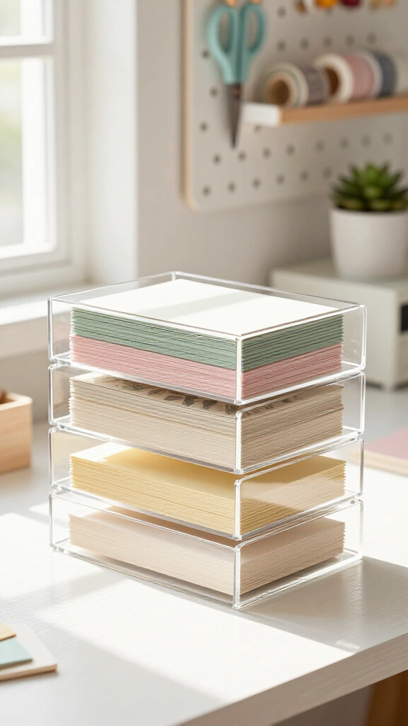 Stackable acrylic desktop paper trays