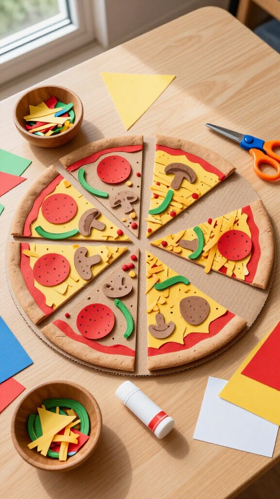 Fraction Pizza Paper Craft