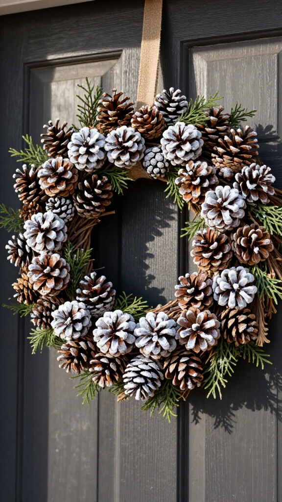 Rustic Frosted Pinecone Wreath