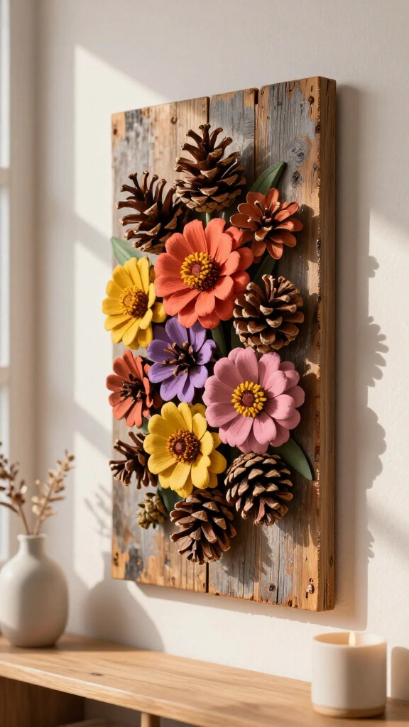 Pinecone Zinnia Wall Art
