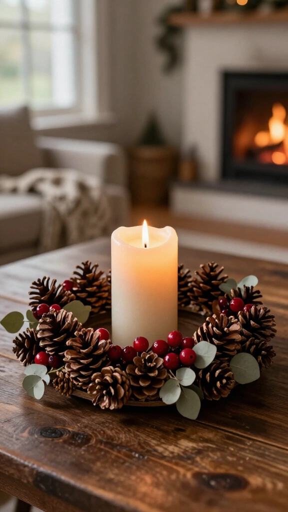 Rustic Pinecone Candle Ring