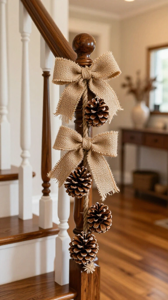 Chunky Pinecone & Burlap Garland