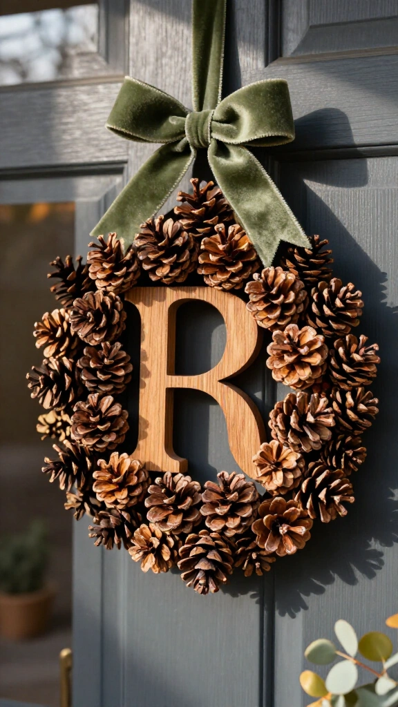 Pinecone Monogram Door Hanger