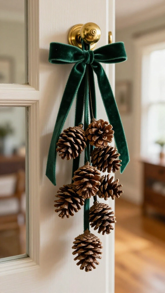 Velvet Ribbon Pinecone Cluster