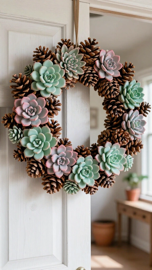 Pinecone Succulent Wreath