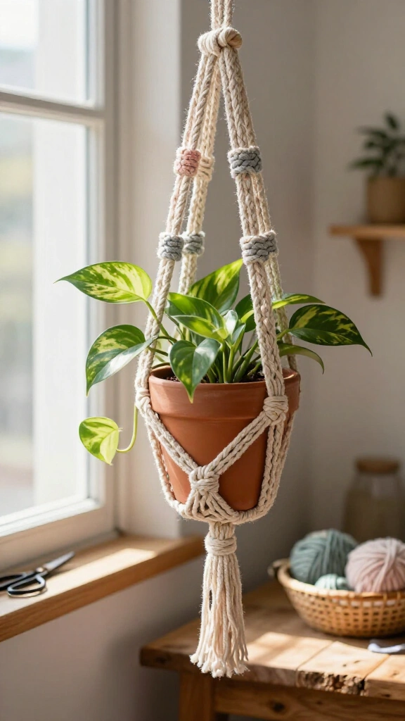 Old T-Shirt Macrame Plant Hangers