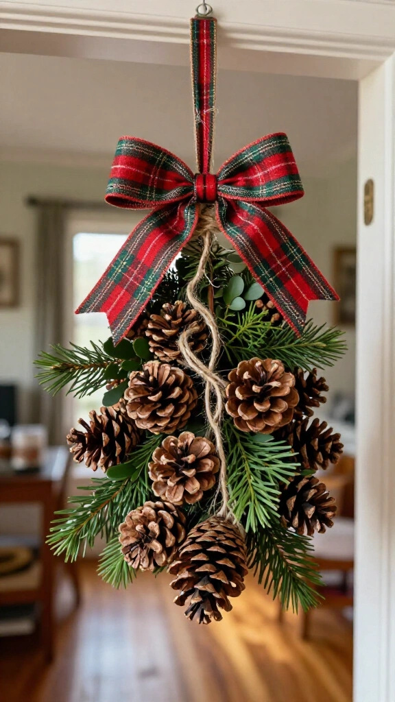 Jute-Wrapped Pinecone Kissing Ball