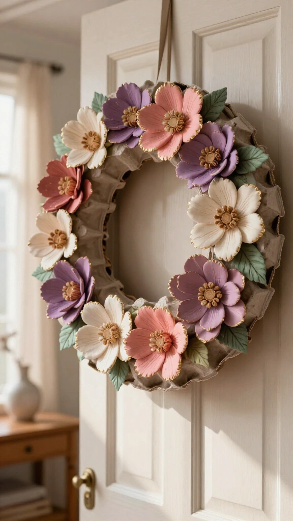 Egg Carton Floral Wreath